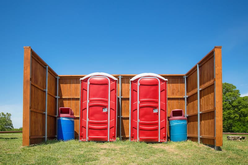 Short-term porta potty units staged for delivery in Oakland, California